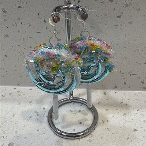 Colorful Beaded Hoop Earrings